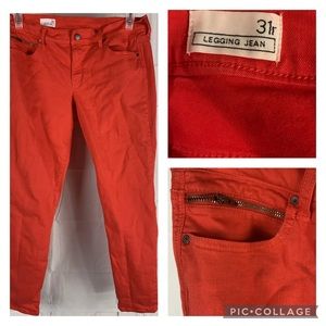 Gap 1969 Womans Jeans Red Skinny Legging Low Rise Inseam Zip Ankle Stretch 31R
